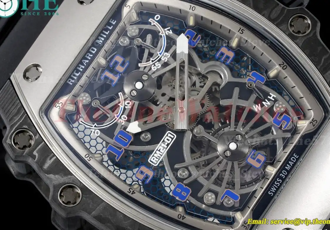 RM21-01 Tourbillon Transparent Skeleton Dial With Black Rubber strap RMF