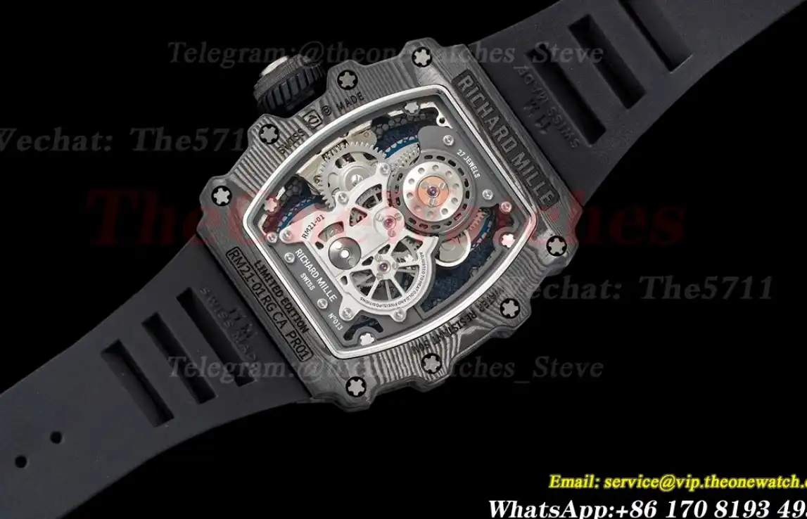 RM21-01 Tourbillon Transparent Skeleton Dial With Black Rubber strap RMF