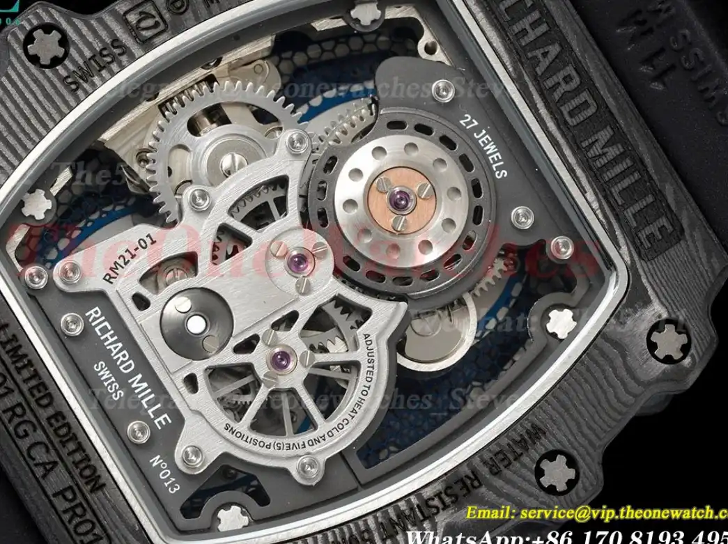 RM21-01 Tourbillon Transparent Skeleton Dial With Black Rubber strap RMF