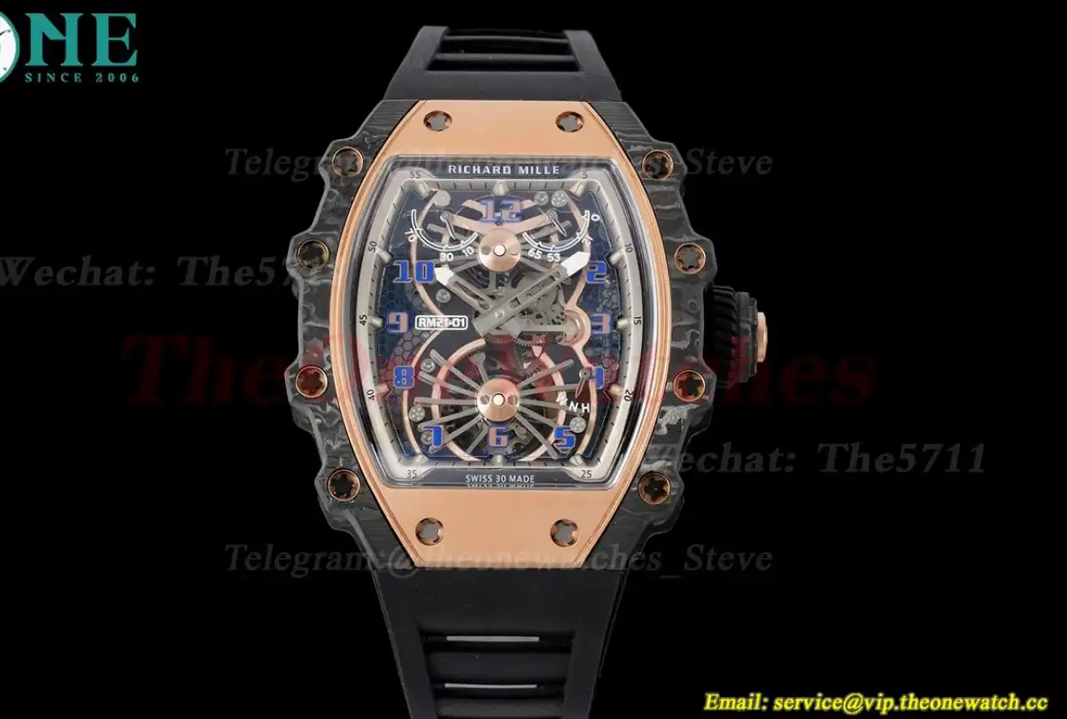 RM21-01 Tourbillon Transparent Skeleton Dial With Black Rubber strap RMF