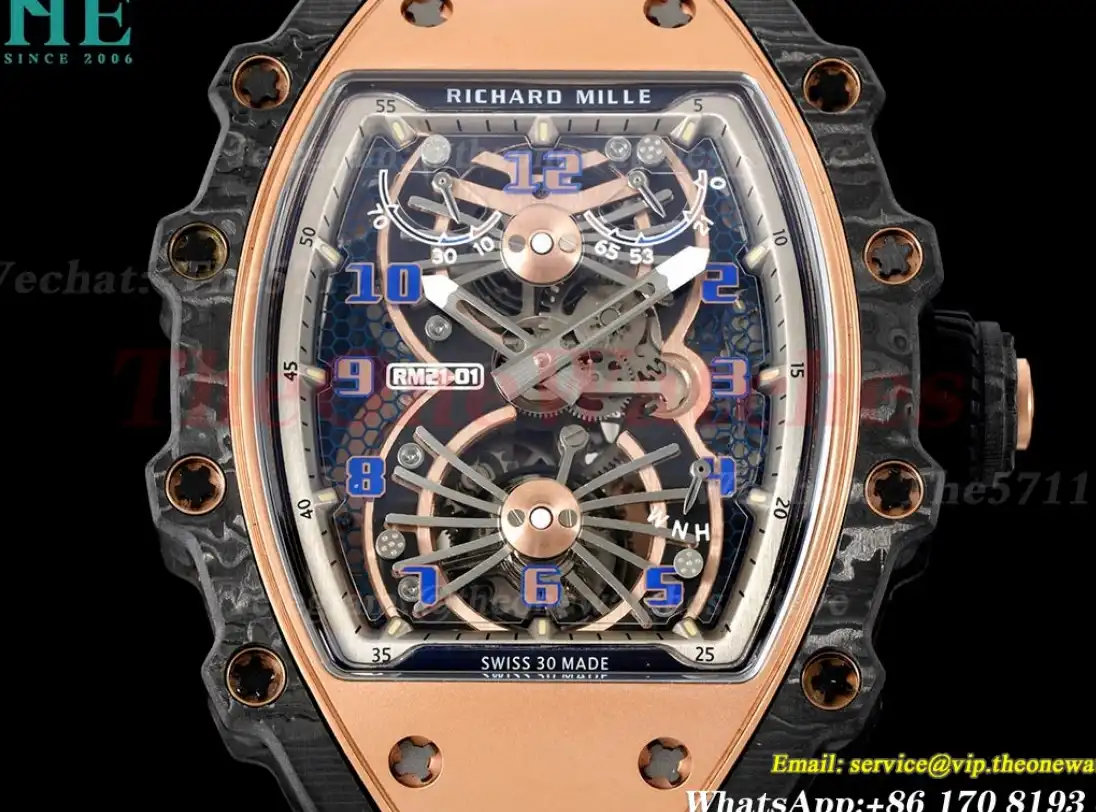 RM21-01 Tourbillon Transparent Skeleton Dial With Black Rubber strap RMF