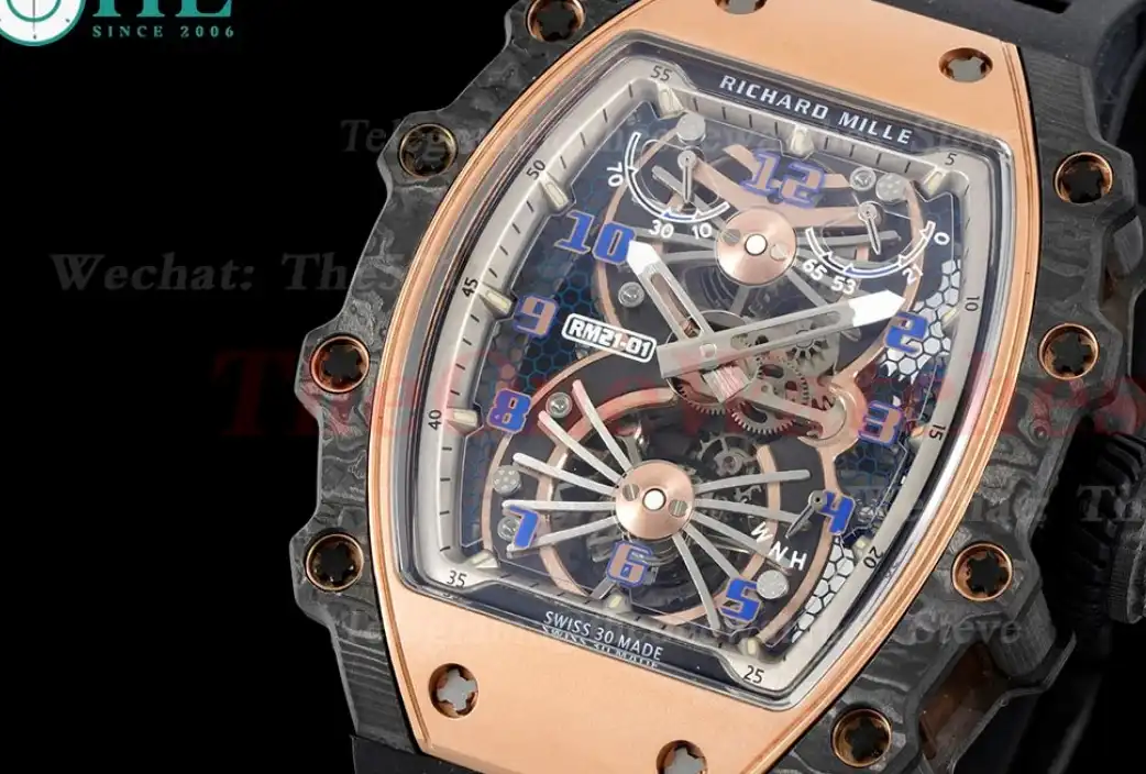 RM21-01 Tourbillon Transparent Skeleton Dial With Black Rubber strap RMF