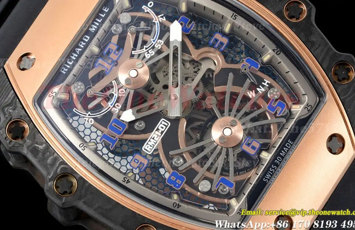 RM21-01 Tourbillon Transparent Skeleton Dial With Black Rubber strap RMF