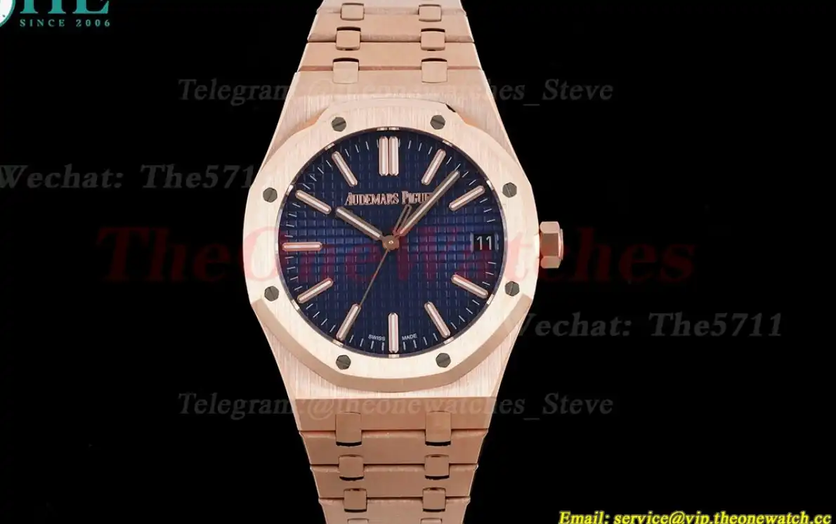 Royal Oak 15510 41mm RG RG Blue Stk BF A4302