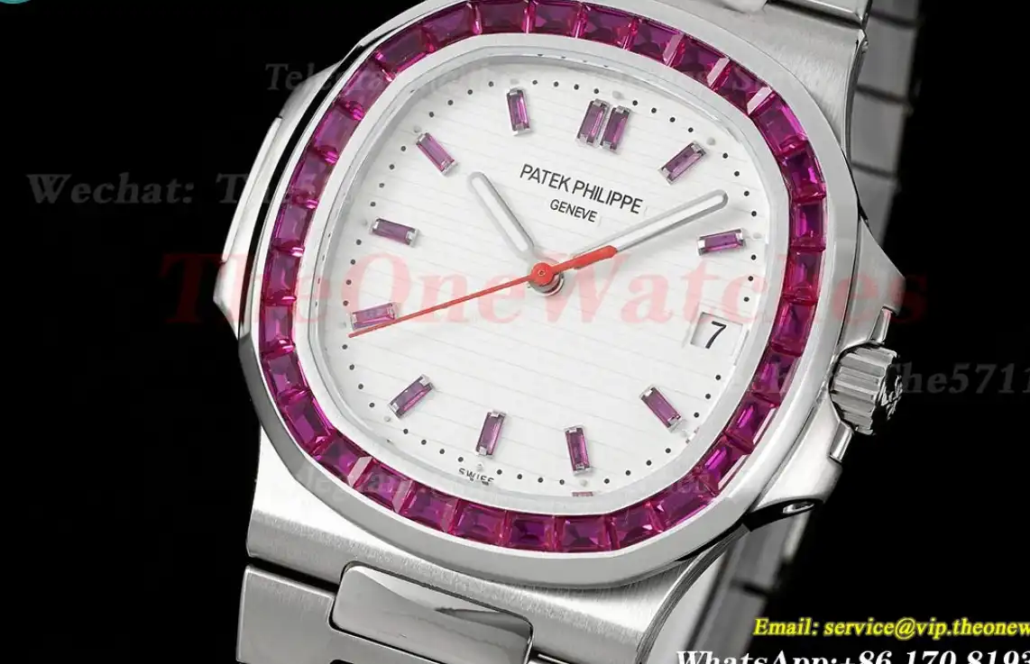 Nautilus 40mm 5711 White Dial Purple diamonds  SS SS GRF 324SC