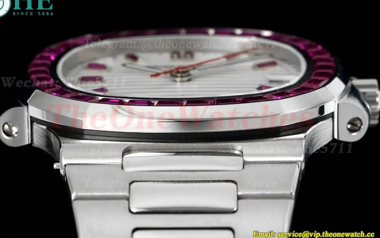 Nautilus 40mm 5711 White Dial Purple diamonds  SS SS GRF 324SC