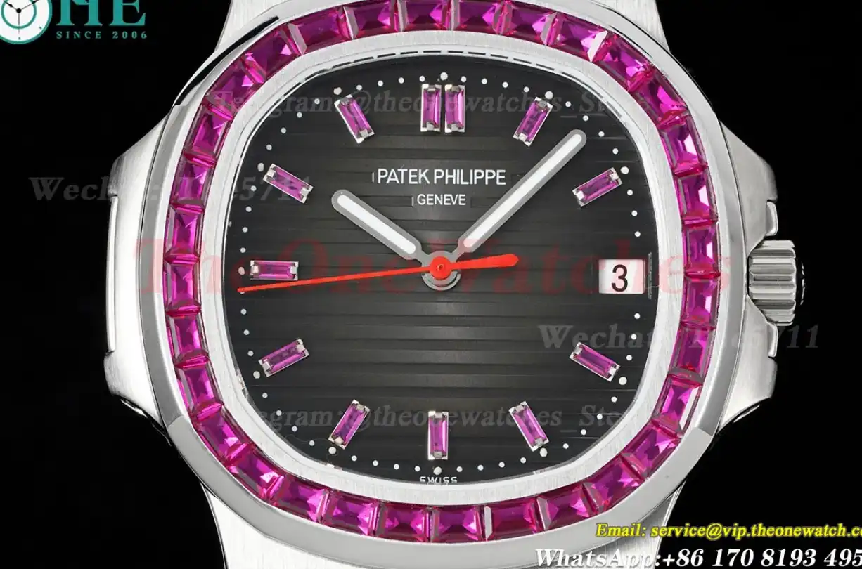 Nautilus 40mm 5711 Black Dial Purple diamonds  SS SS GRF 324SC