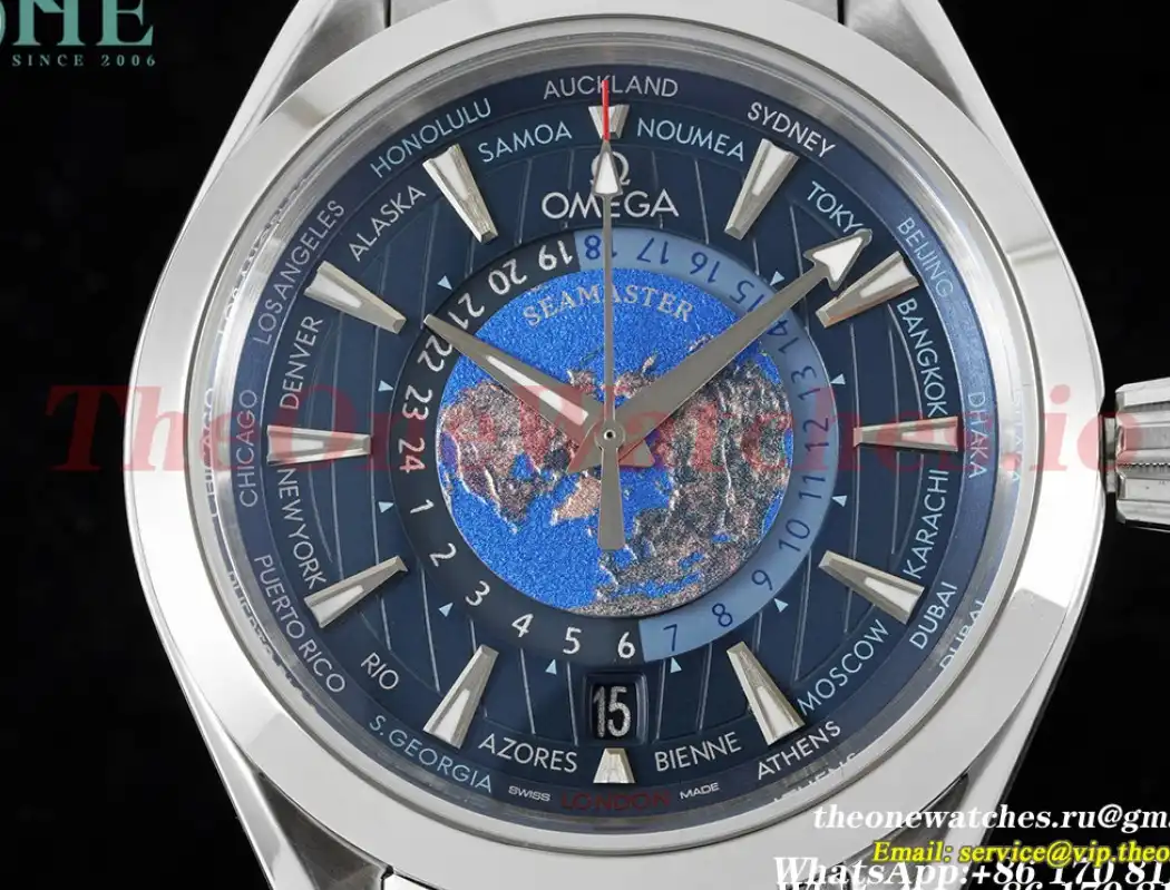 OMEGA - Aqua Terra 150M Worldtimer Blue SS SS N1F A8938