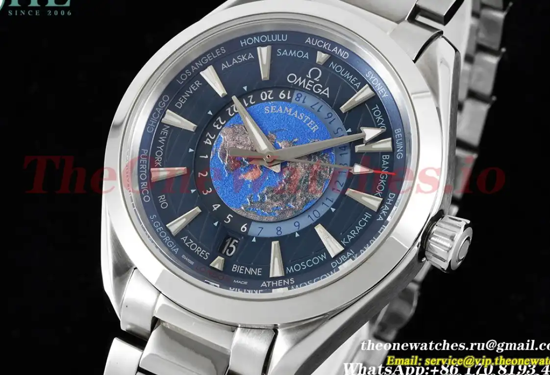 OMEGA - Aqua Terra 150M Worldtimer Blue SS SS N1F A8938