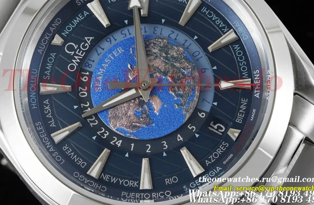 OMEGA - Aqua Terra 150M Worldtimer Blue SS SS N1F A8938