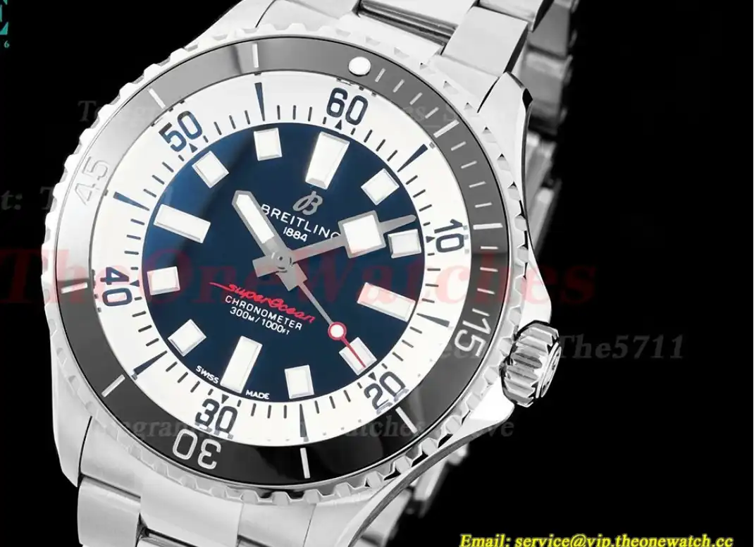 Superocean 44mm Black Bezel SS SS Black Dial SW200