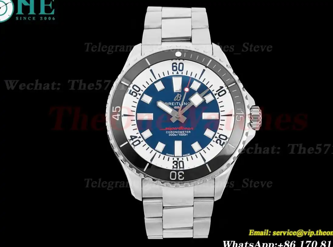 Superocean 44mm Black Bezel SS SS Dark Blue Dial SW200