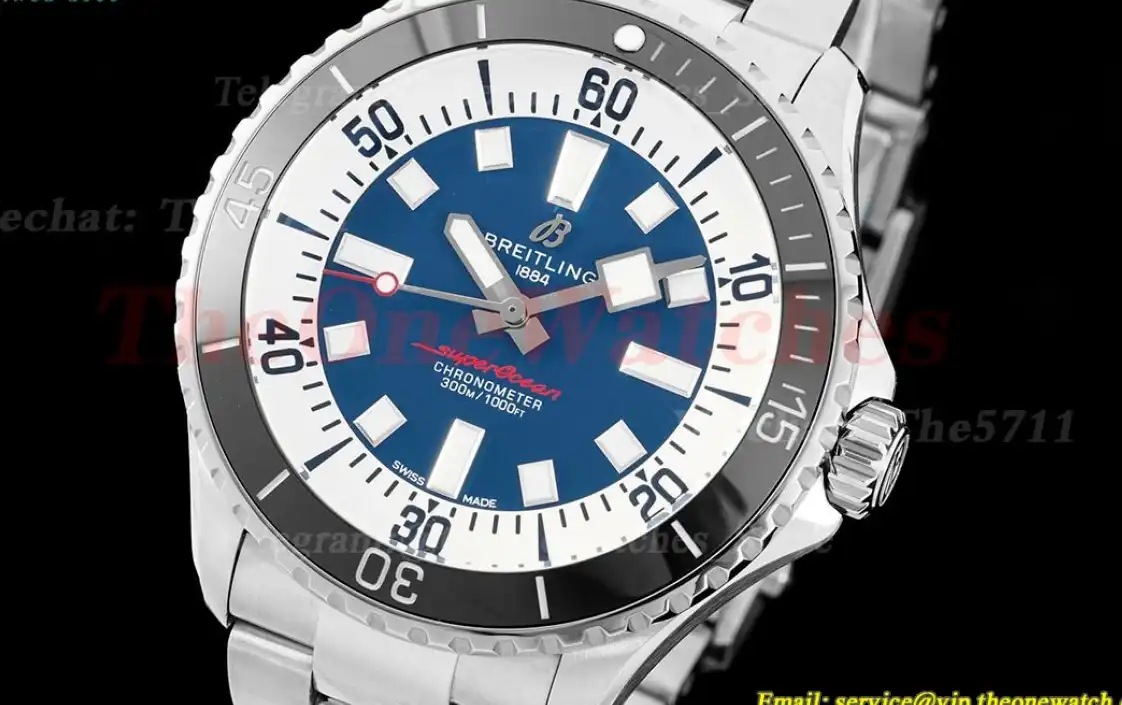 Superocean 44mm Black Bezel SS SS Dark Blue Dial SW200