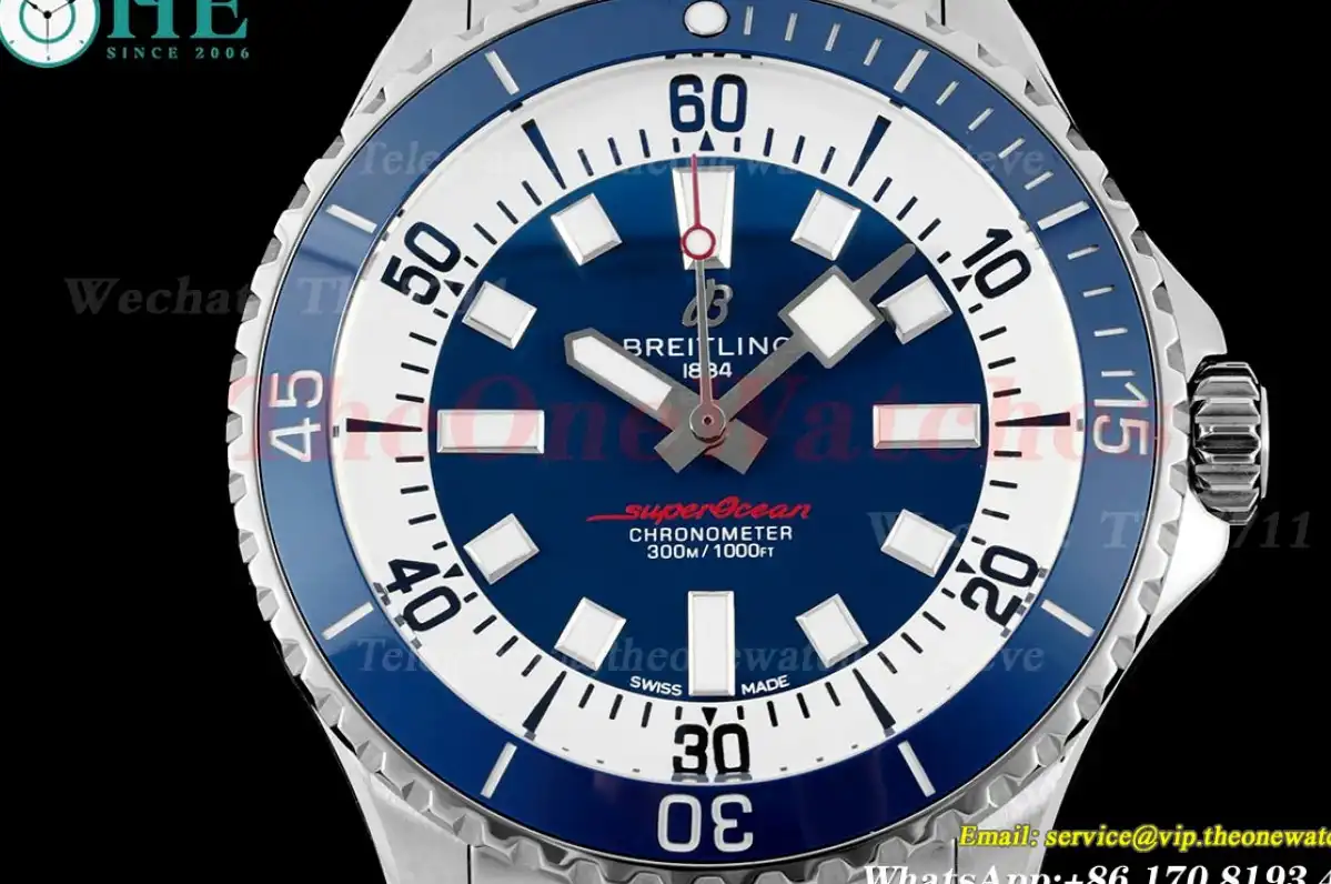 Superocean 44mm Blue Bezel SS SS Dark Blue Dial SW200