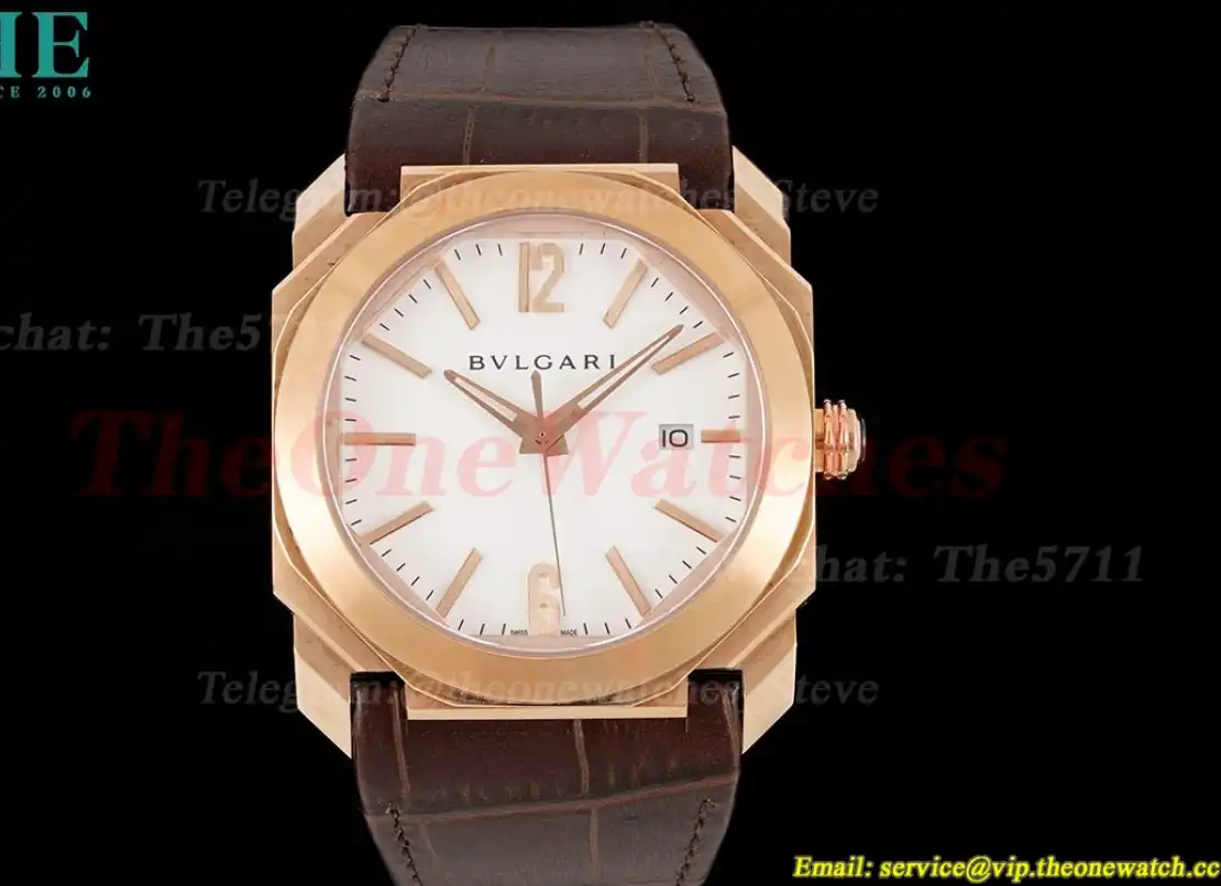 OCTO Solotempo 41mm RG LE White dial On Brown Strap BVF V3 A191