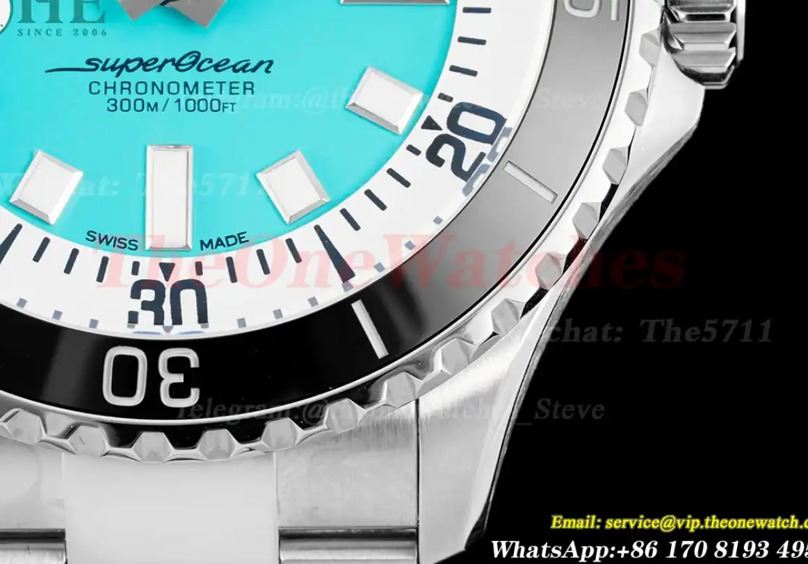 Superocean 44mm Black Bezel SS SS Blue Dial SW200