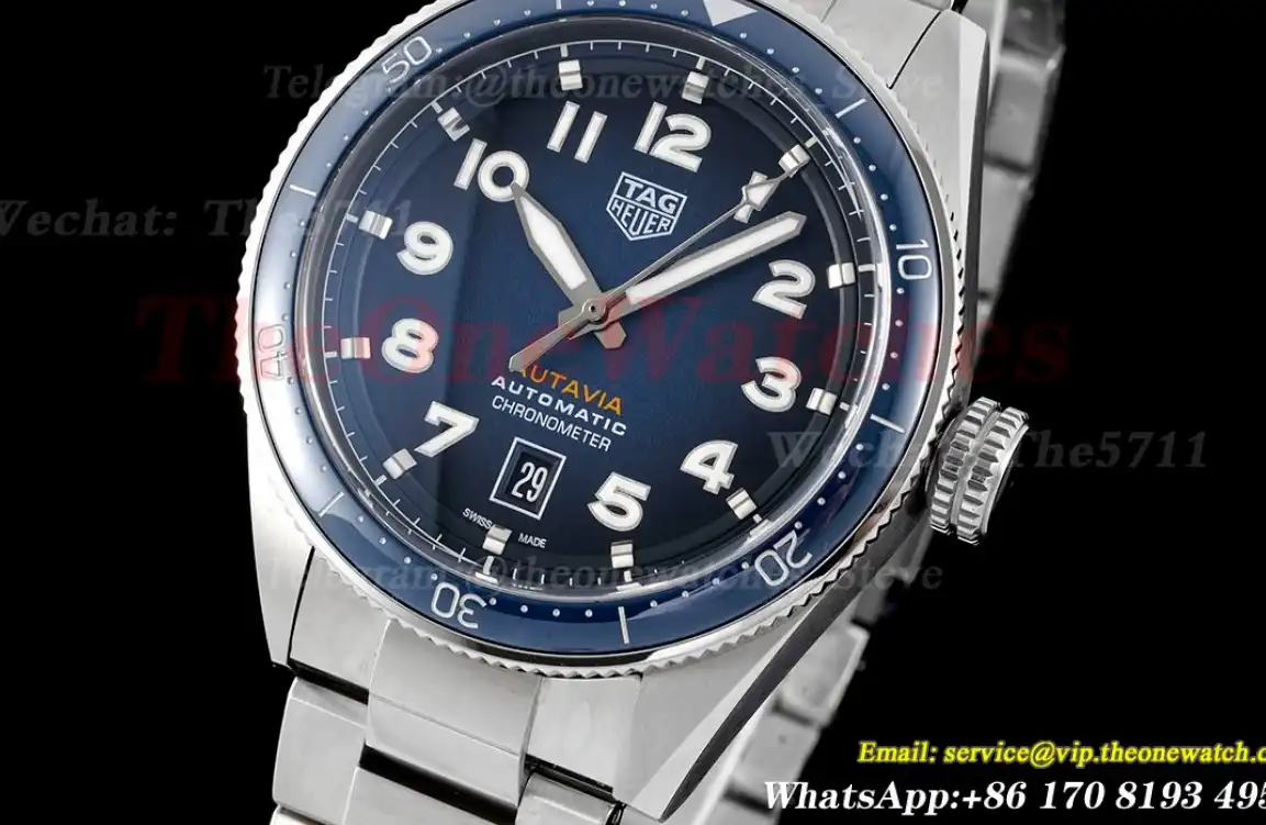 Autavia 42mm SS SS Gradient Blue Dial TARF SW200