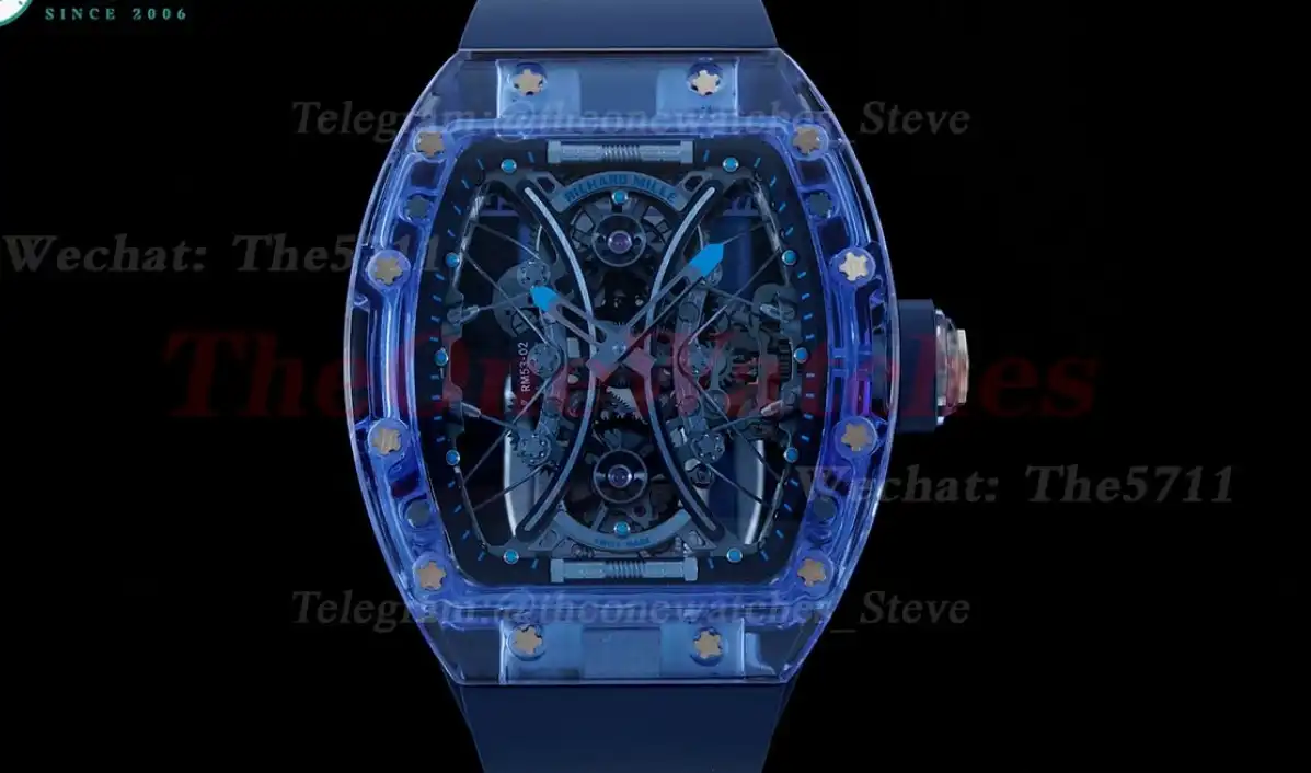 RM053-02 Skeleton Dial on Blue Strap RMF Tourb