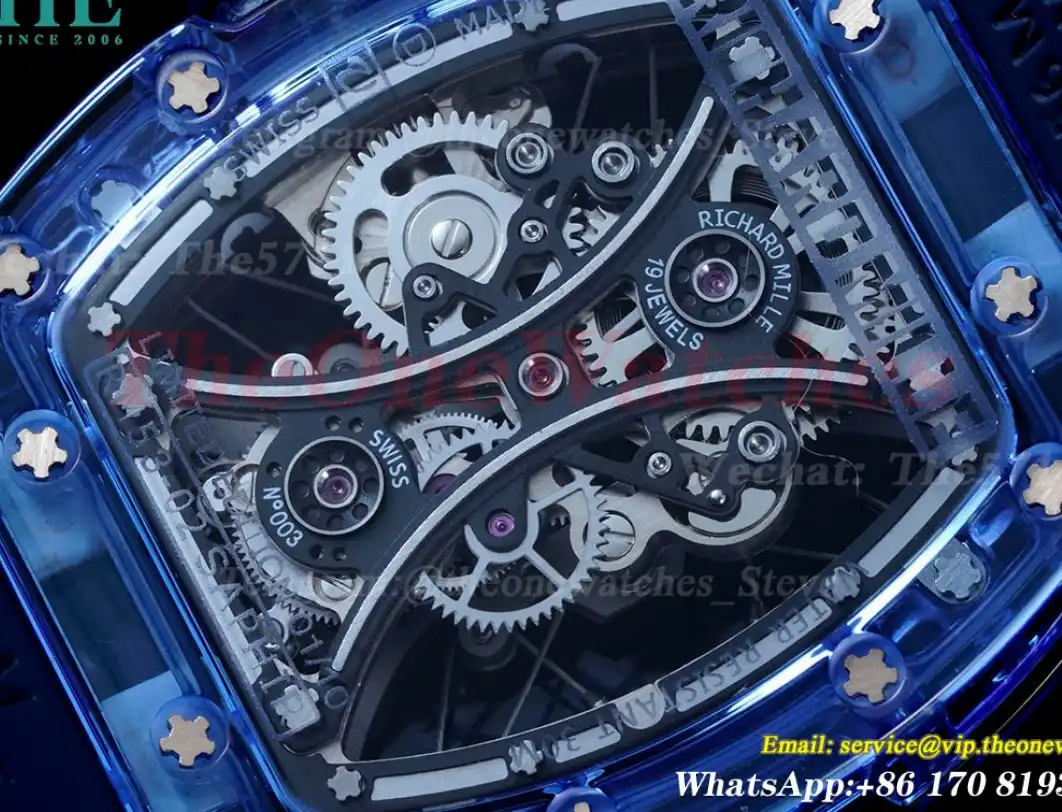 RM053-02 Skeleton Dial on Blue Strap RMF Tourb