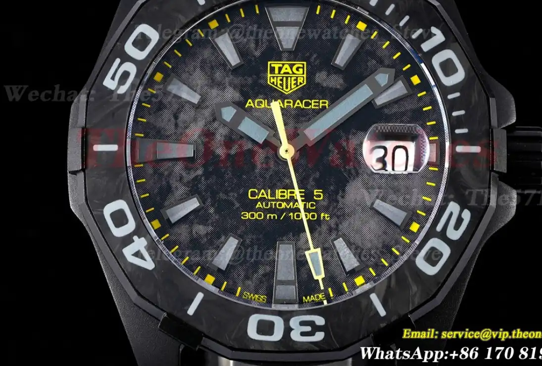 Aquaracer Caliber 5 41mm DLC TI NY Yellow TARF SW200