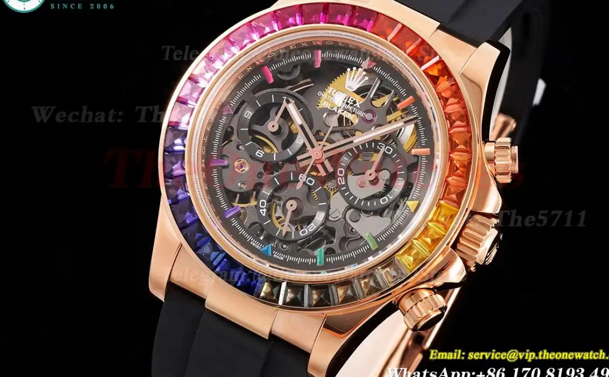 Daytona Blaken Rainbow 40mm RG RU Black Skeleton Dial N6F DD4130