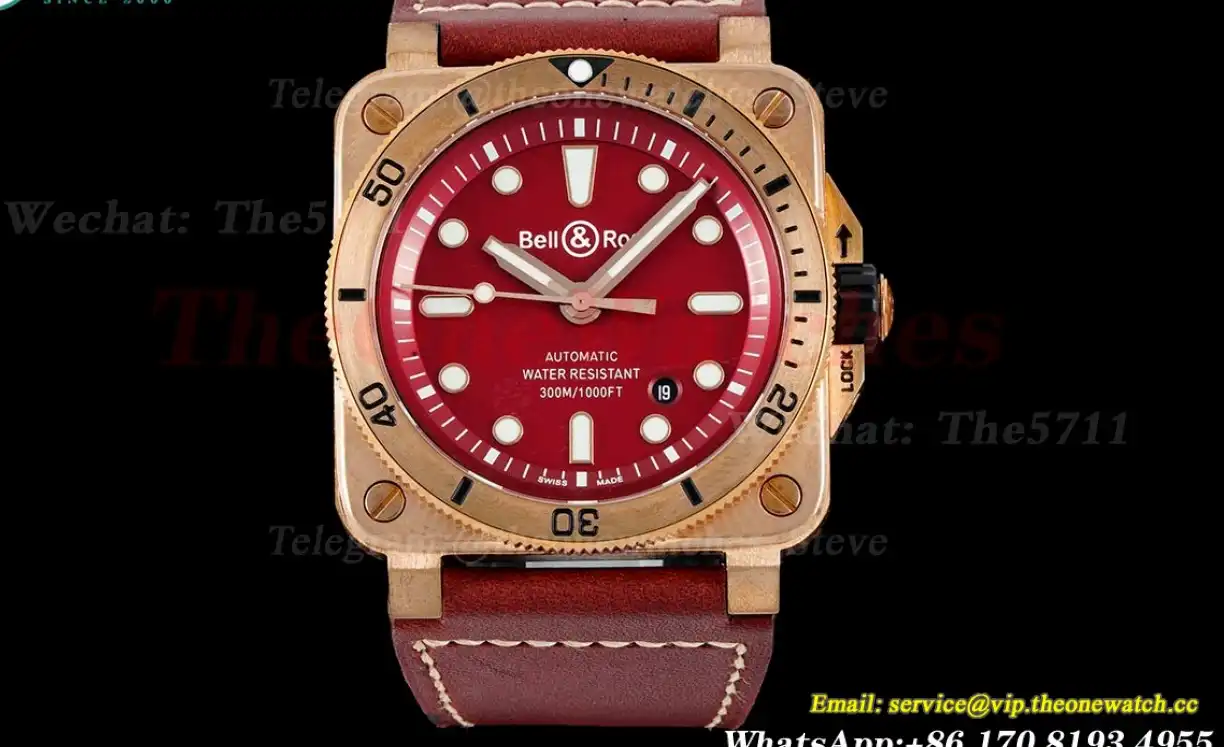 Bell & Rose Instruments BR03 Diver Bronze LE Red Dial 42mm A2824