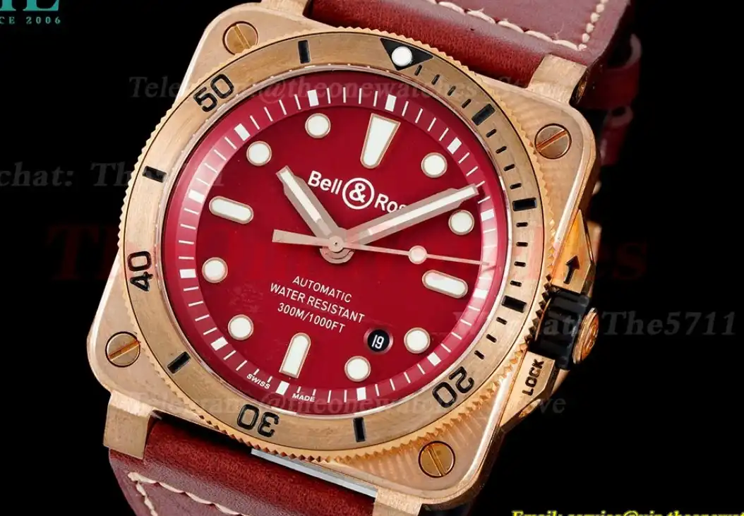 Bell & Rose Instruments BR03 Diver Bronze LE Red Dial 42mm A2824