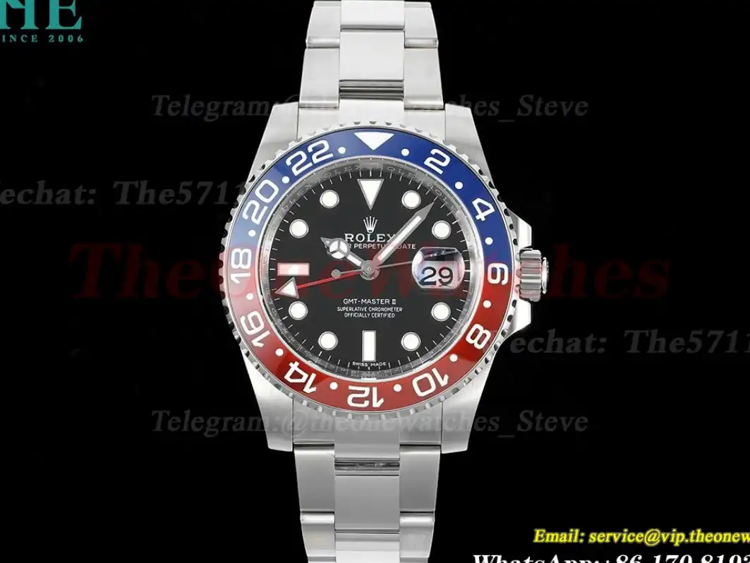 GMT Master II 126719 BLRO Red Blue Ceramic 904L Steel APSF Black Dial VR3186