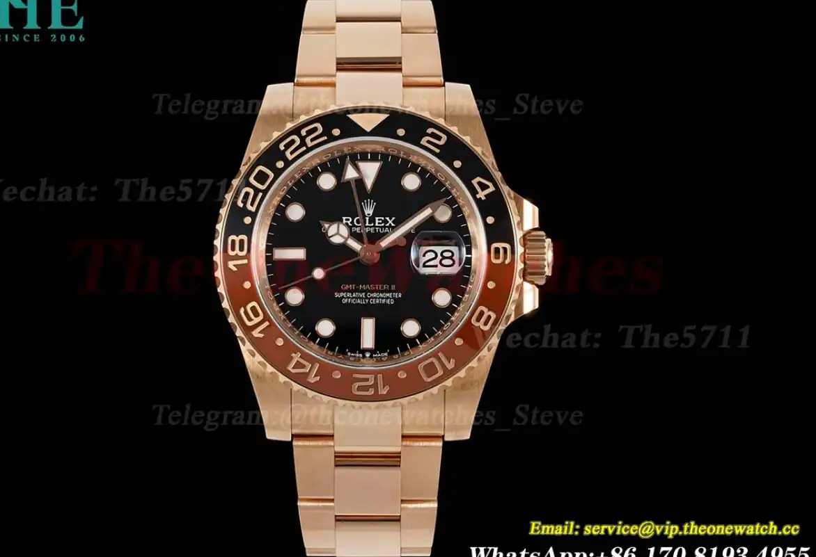 GMT II 126715 Rootbeer Oys 40mm RG RG Black Dial Clean DD3285 Super Clone