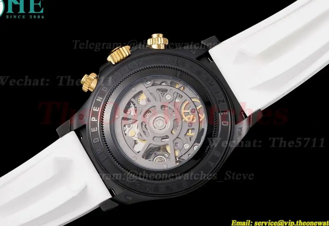 Daytona Blaken 40mm DLC RU Skeleton Dial on White Rubber N6F DD4130