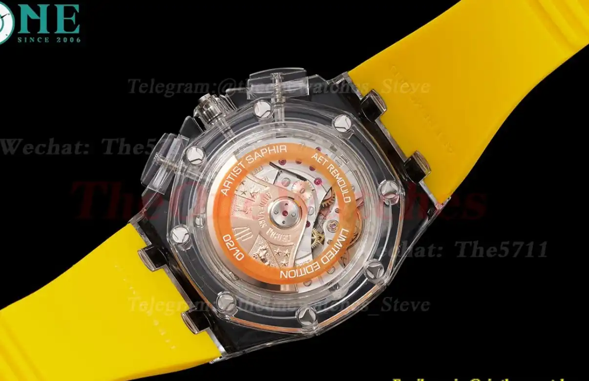 Royal Oak Offshore 44mm Acrylic RU Yellow Strap APF V2 A3126