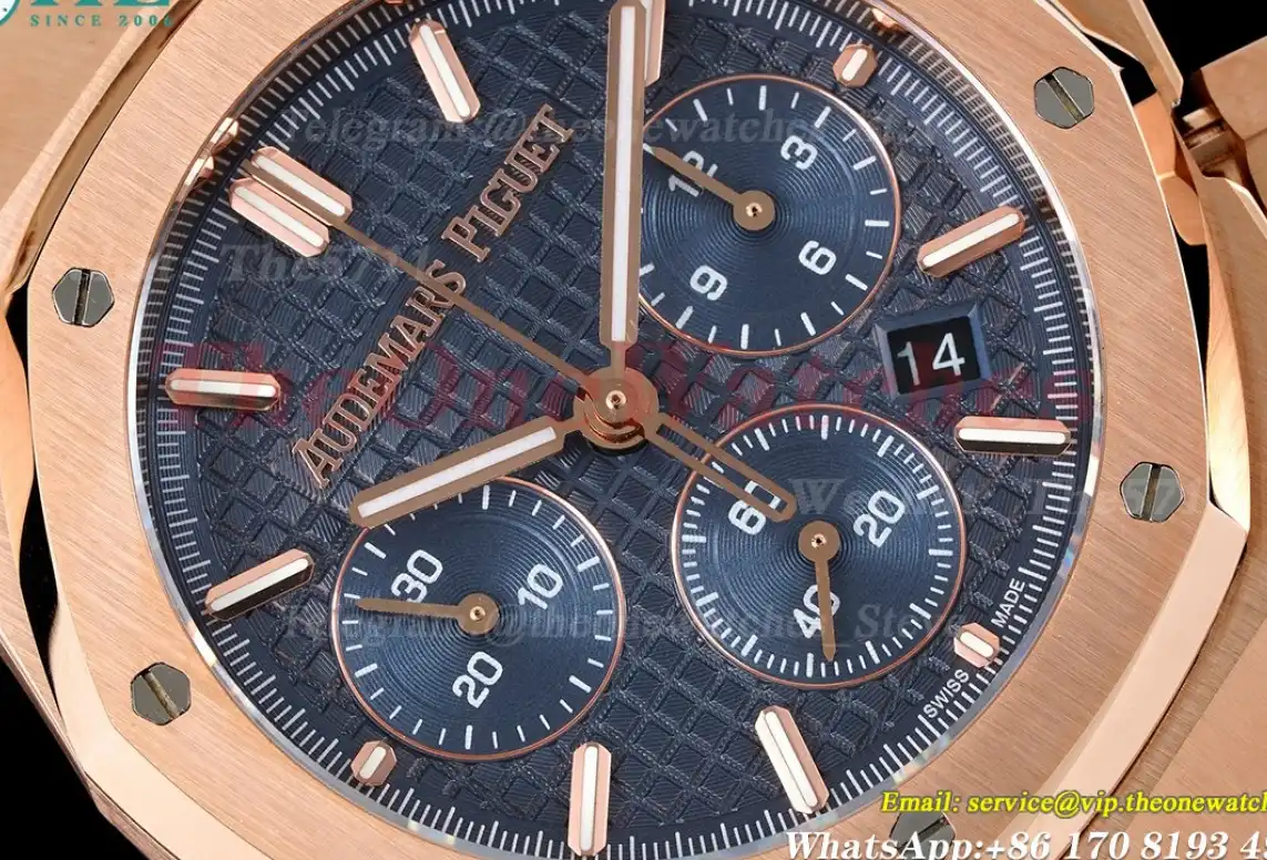 Royal Oak Chrono 26240 RG RG Blue Stk BF A7750