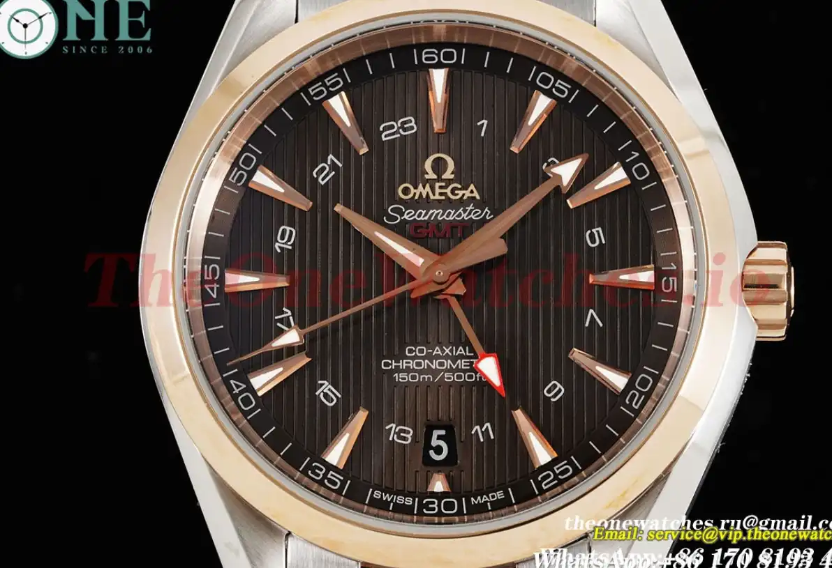 Omega - Aqua Terra 150M GMT 41mm RG SS Brown VSF V2 A8605 Super Clone