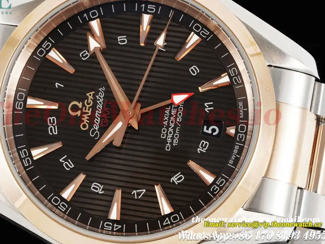 Omega - Aqua Terra 150M GMT 41mm RG SS Brown VSF V2 A8605 Super Clone