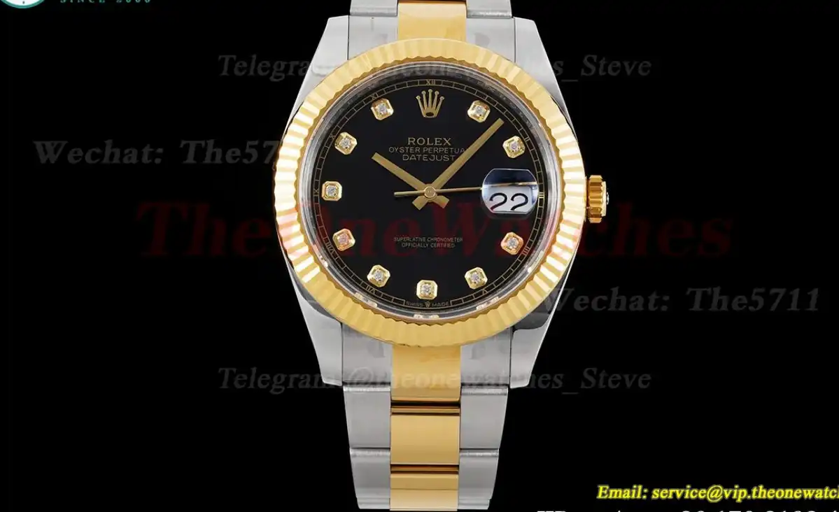 Datejust 126333 41mm Oyster 904L SS YG Black Dia King VR3235