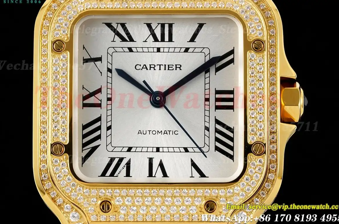 Santos De Cartier 35mm Full Dia YG YG White Dial BVF MY9019