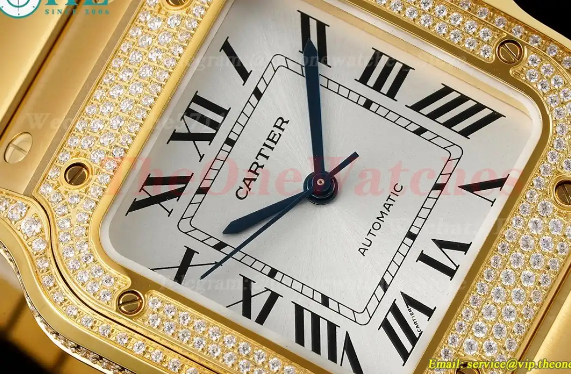 Santos De Cartier 35mm Full Dia YG YG White Dial BVF MY9019