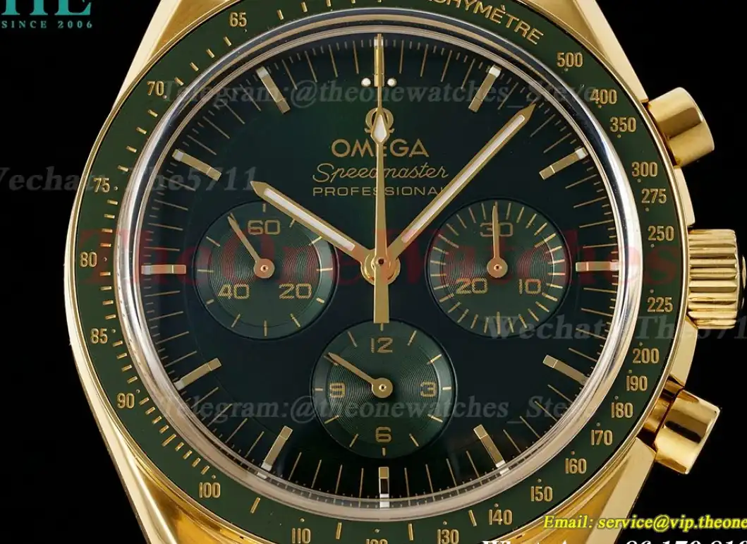 Speedmaster 41mm YG YG Green Dial RMF A7750 Mod