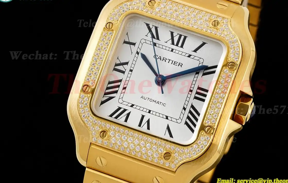 Santos De Cartier 35mm Diams YG YG White Dial BVF MY9019