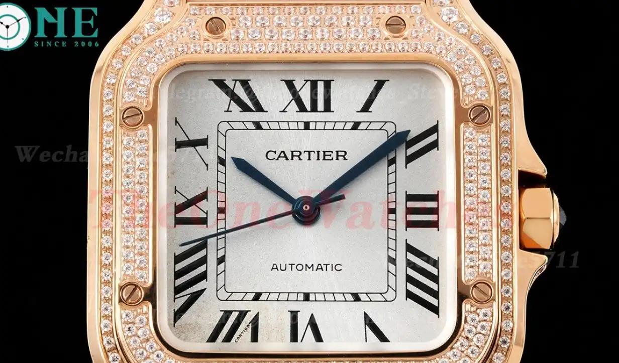 Santos De Cartier 35mm Full Dia RG RG White Dial BVF MY9019