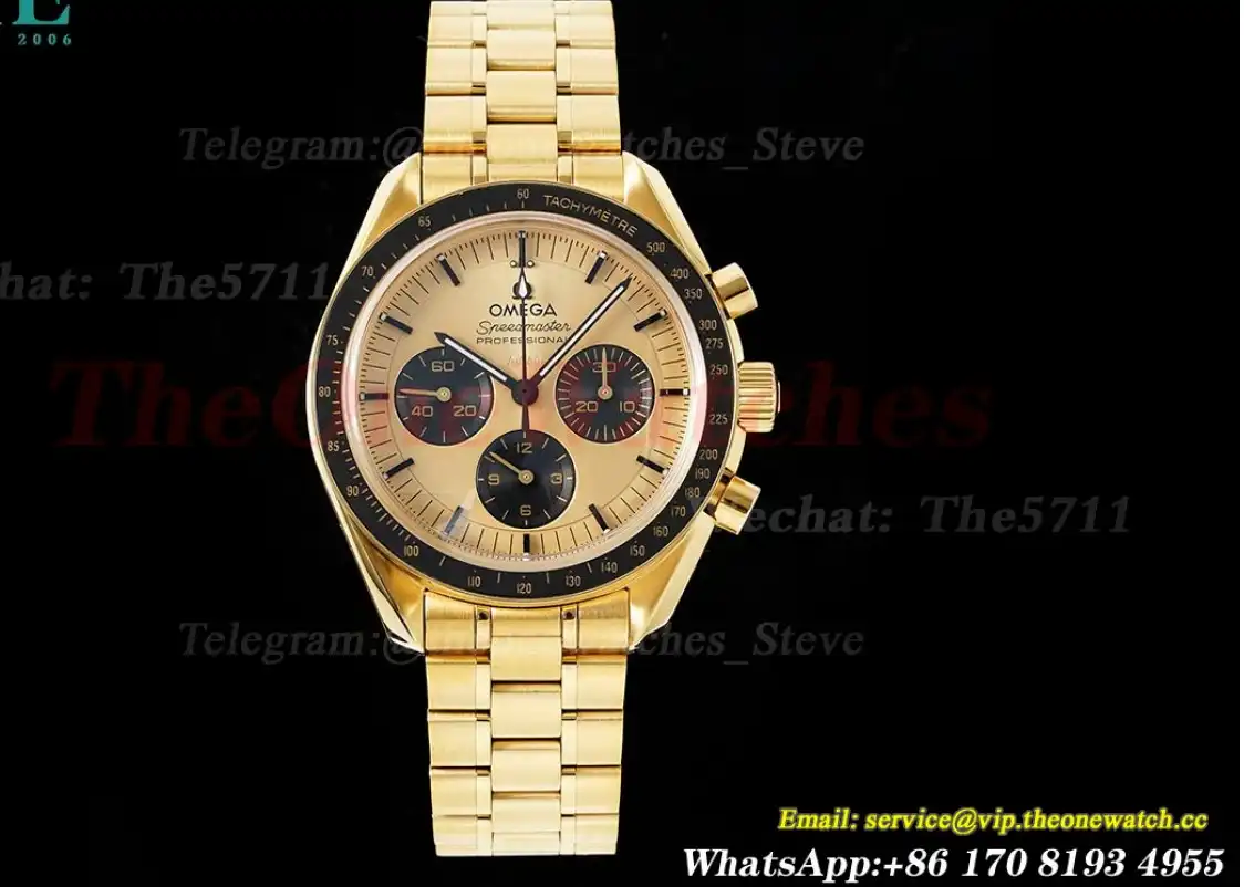 Speedmaster 41mm YG YG Gold Dial RMF A7750 Mod