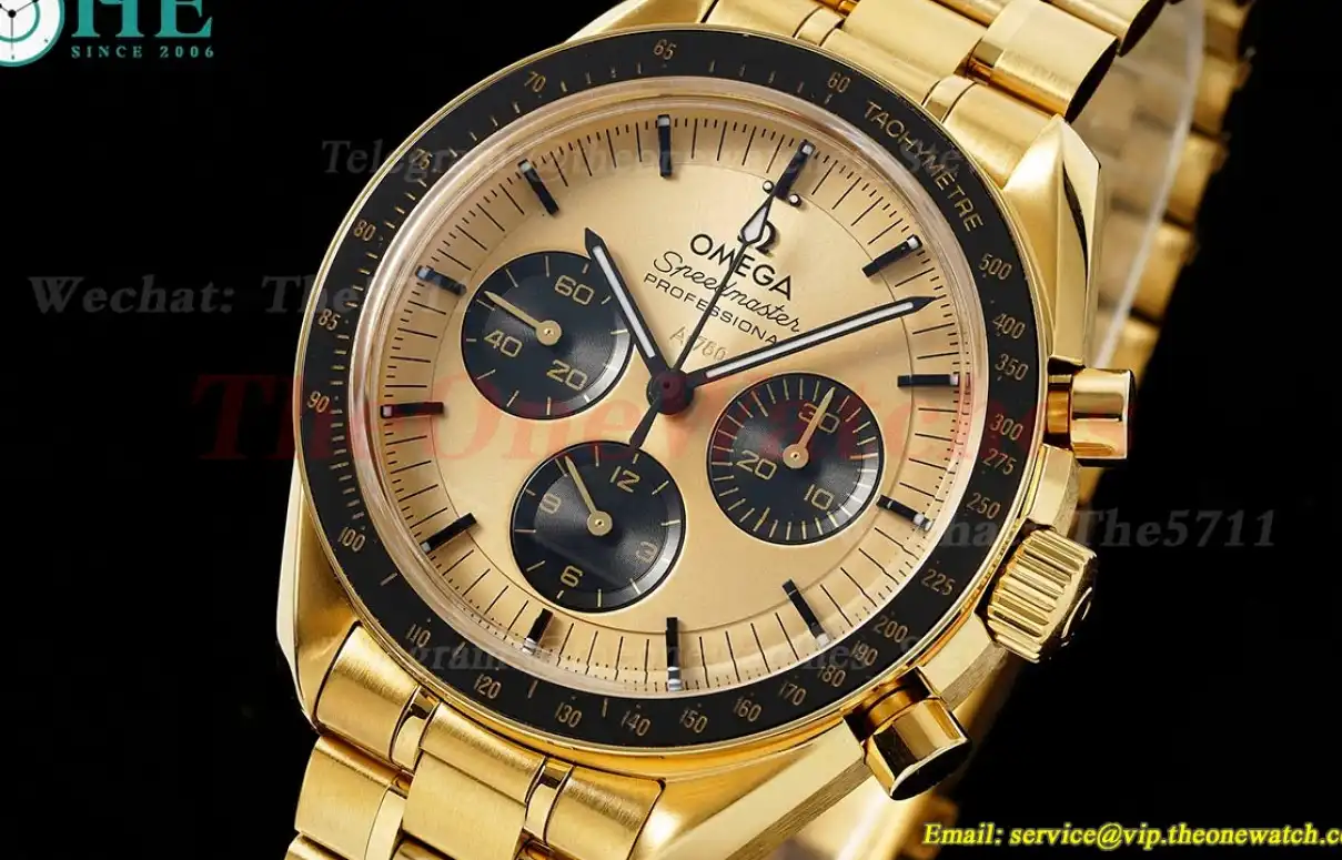 Speedmaster 41mm YG YG Gold Dial RMF A7750 Mod