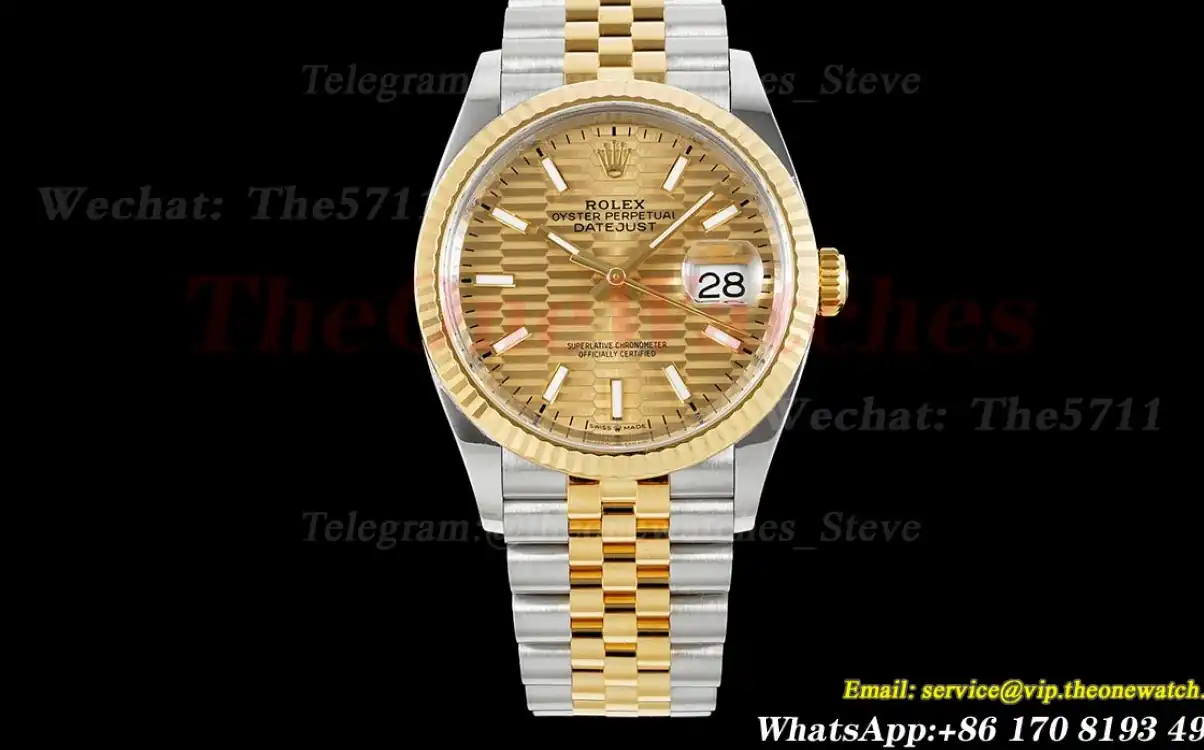 Datejust 126233 36mm Jub YG SS Gold Textured Dial Clean SH3235