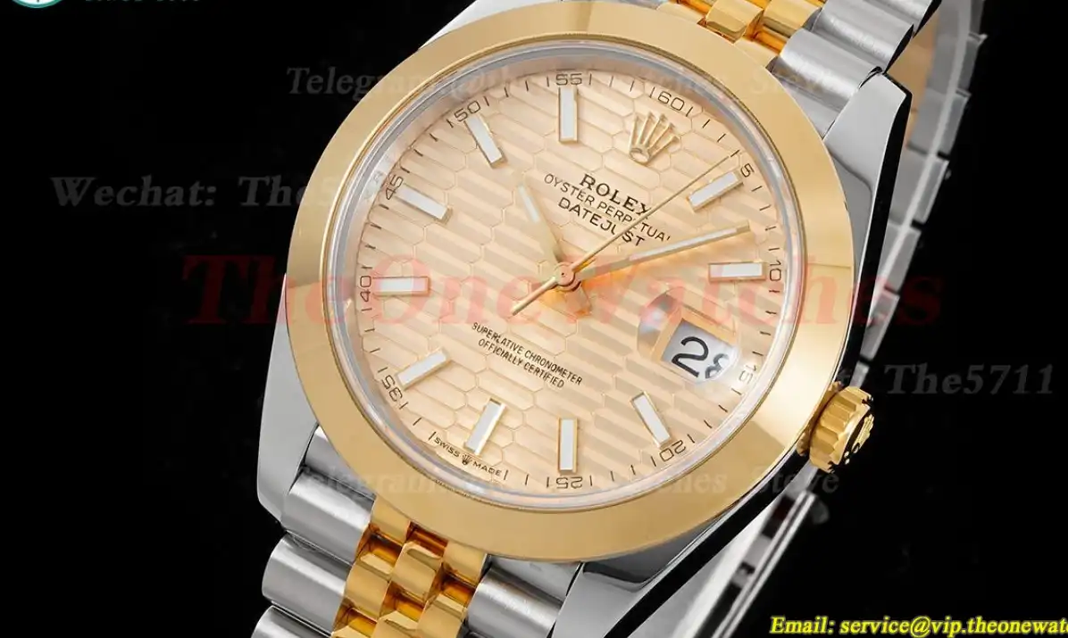 Datejust 126303 41mm Jubilee 904L SS YG Gold Textured Stk King VR3235