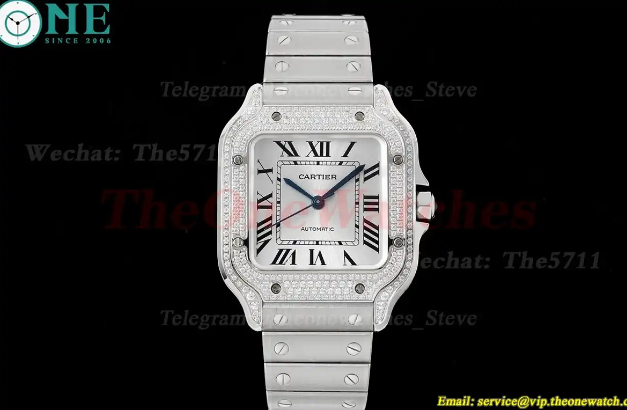 Santos De Cartier 35mm Full Dia SS SS White Dial BVF MY9039