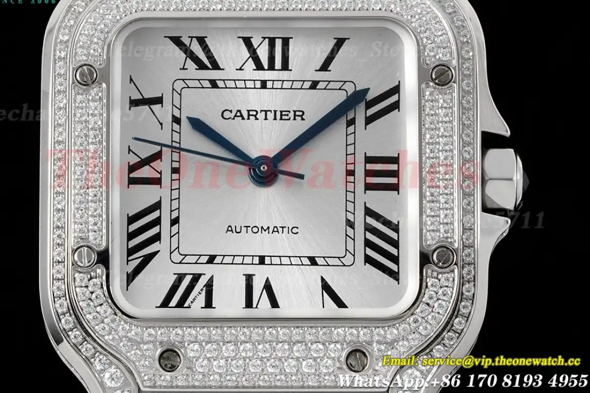 Santos De Cartier 35mm Full Dia SS SS White Dial BVF MY9039