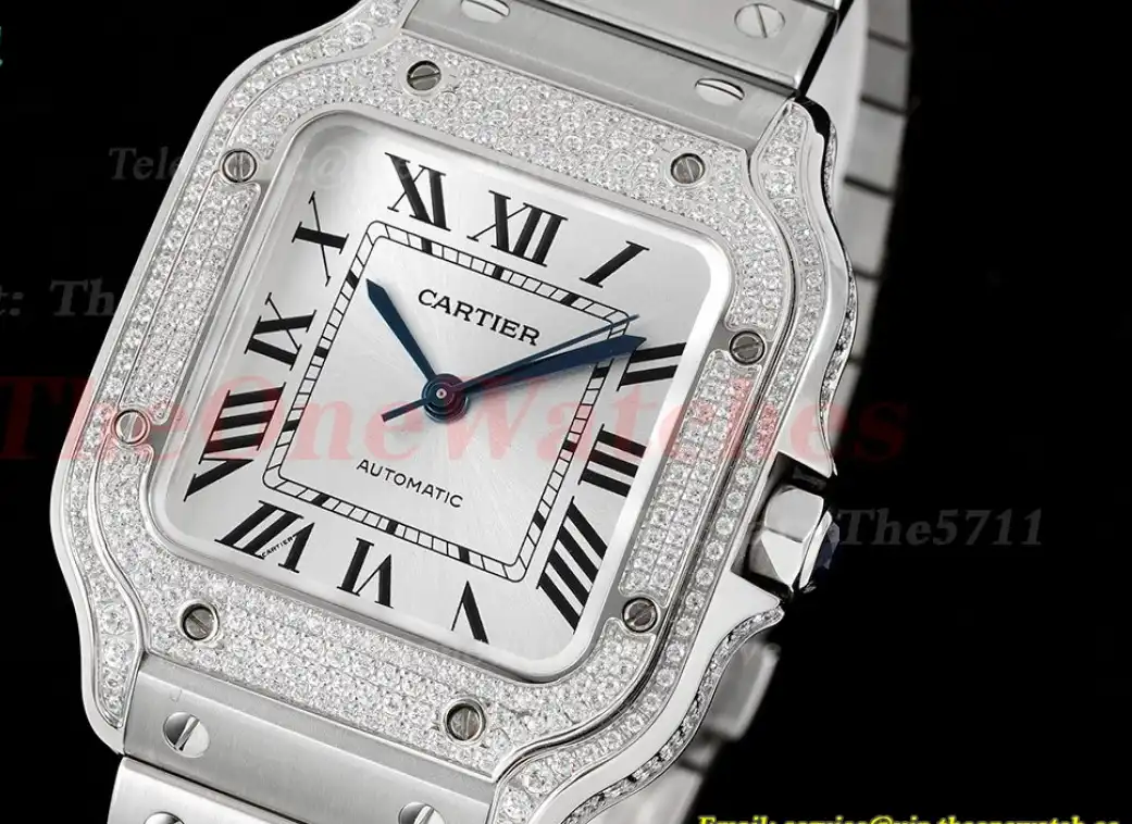 Santos De Cartier 35mm Full Dia SS SS White Dial BVF MY9039