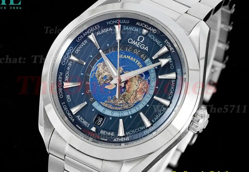 Aqua Terra 150M 43mm Worldtimer SS SS Blue Dial VSF A8938