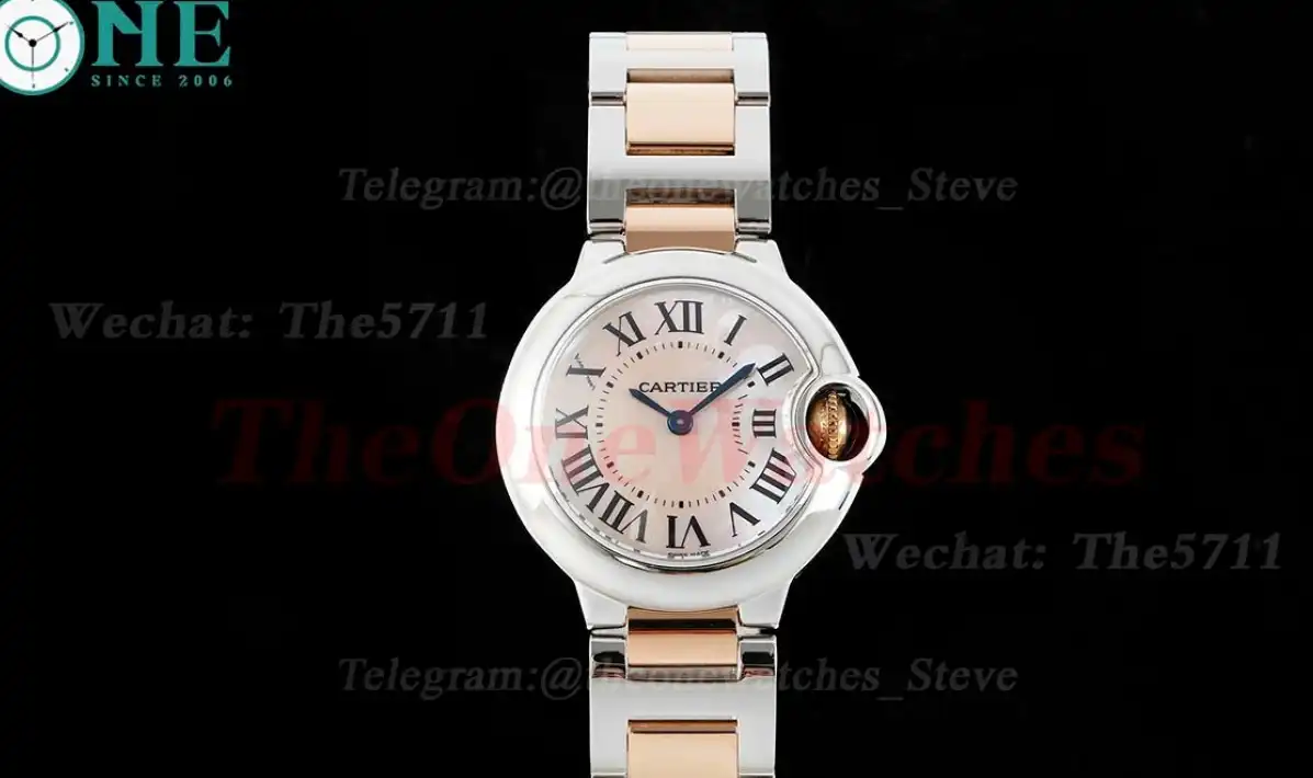 Ballon Bleu De Cartier 28mm SS RG Pink Dial AF Quartz