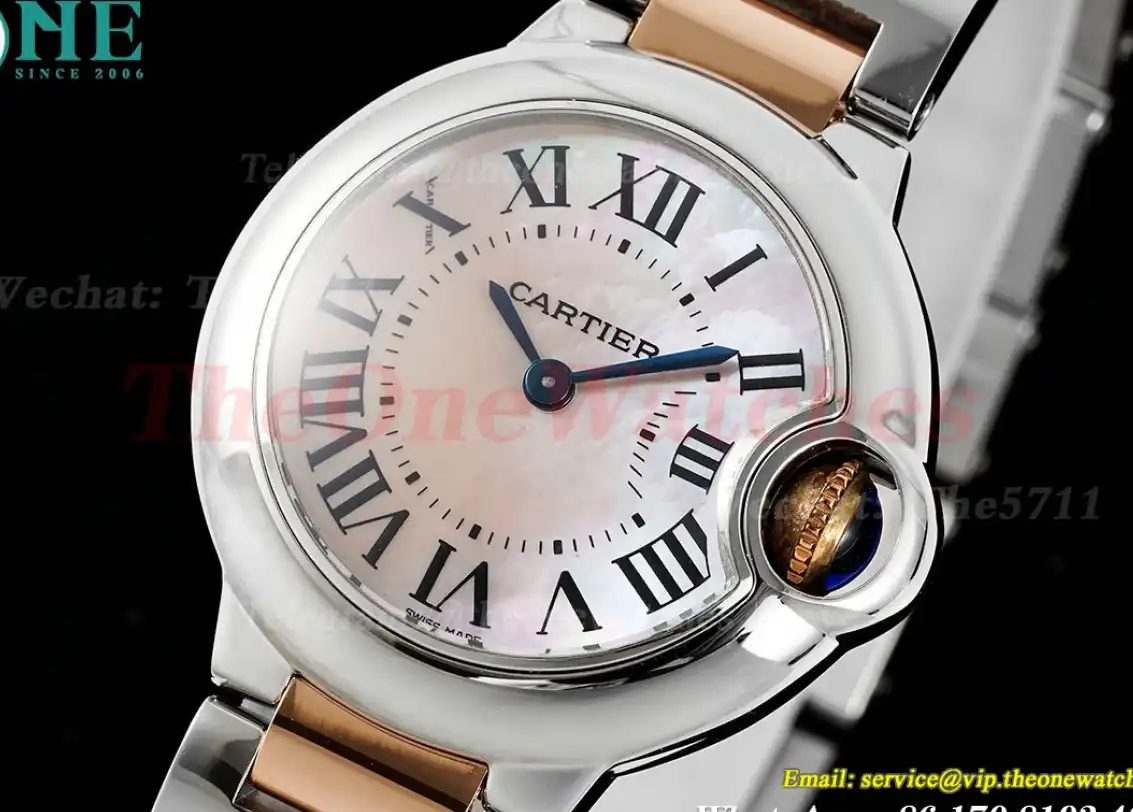 Ballon Bleu De Cartier 28mm SS RG Pink Dial AF Quartz